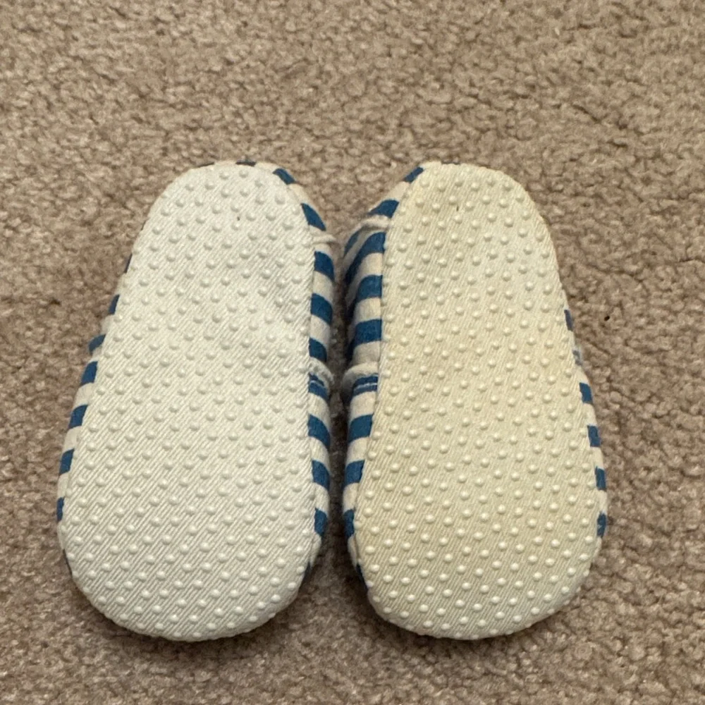 Baby Gear Blue and White Striped Baby Shoes - Picture 2 of 5